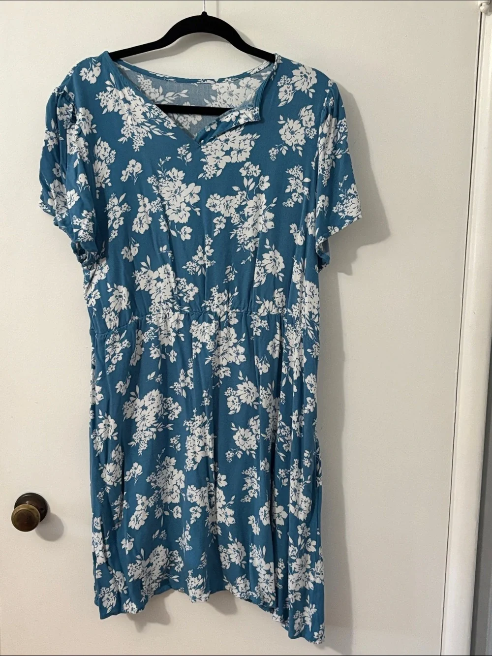 Old Navy Floral Short Sleeve Dress Size XL EUC - Picture 2 of 4